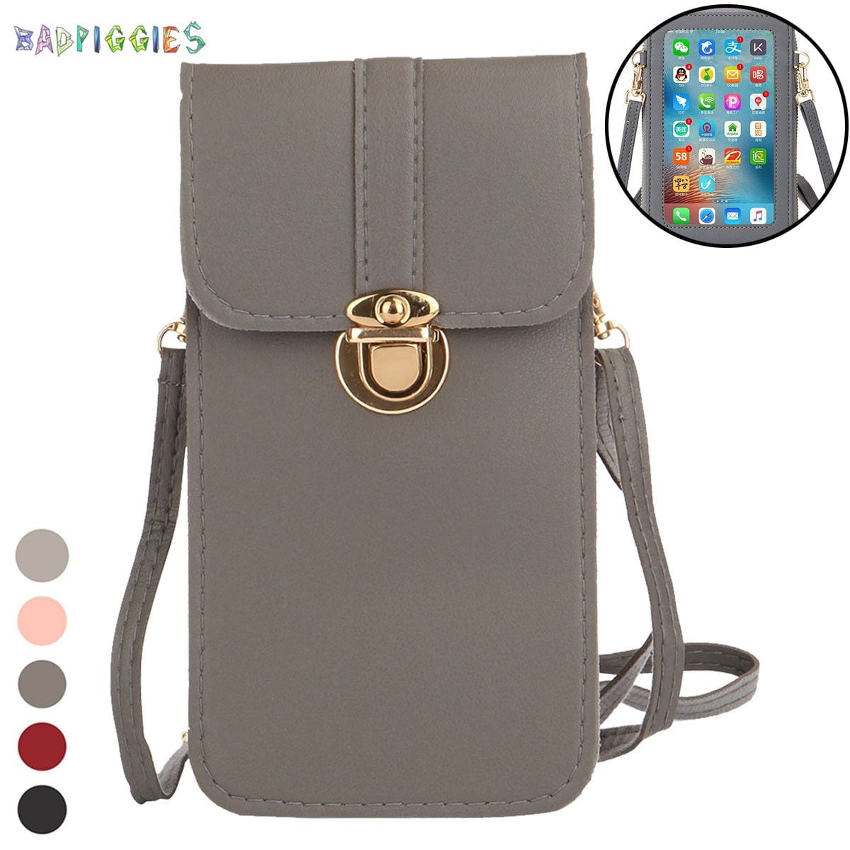 Gray） Lightweight Leather Cell Phone Wallet Purse Touch Screen Bag Crossbody Bags for Women Girls 