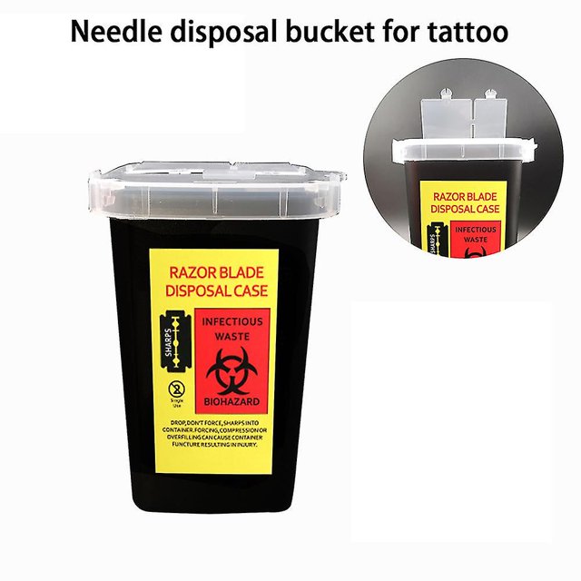 (paquete de 3) Recipiente para desechar objetos punzocortantes - Aprobado para uso doméstico y profesional/Negro/ Afortunado Sencillez