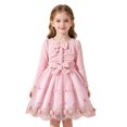 thumbnail image 2 of WOYY Girls Bow Long Sleeve Dress Mesh Birthday Party Princess Dresses, Pink, Sizes 3-7, 2 of 8