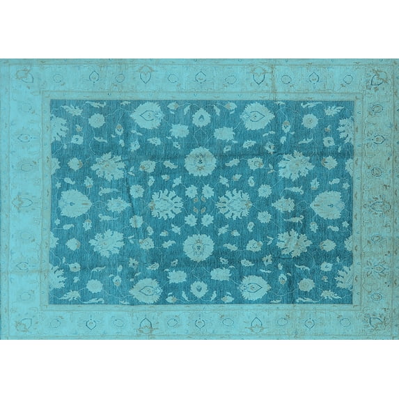 Ahgly Company Indoor Rectangle Oriental Light Blue Traditional Area Rugs, 5' x 8'