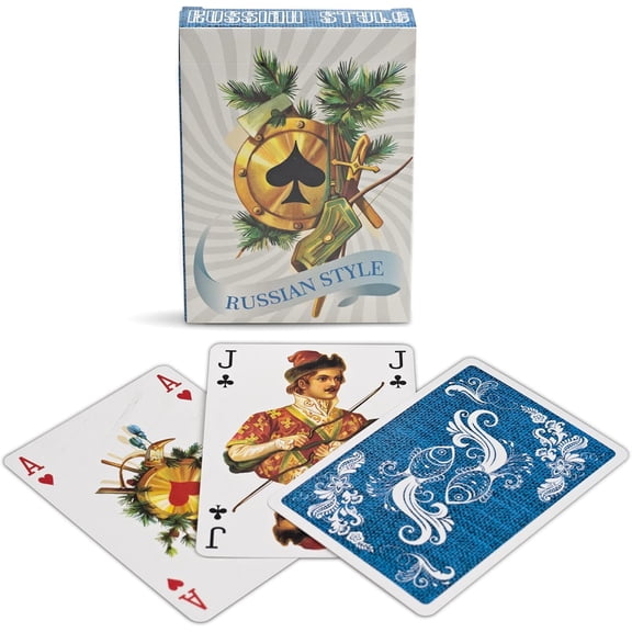 Da Brigh Russian Style Playing Cards Deck, Blue, English