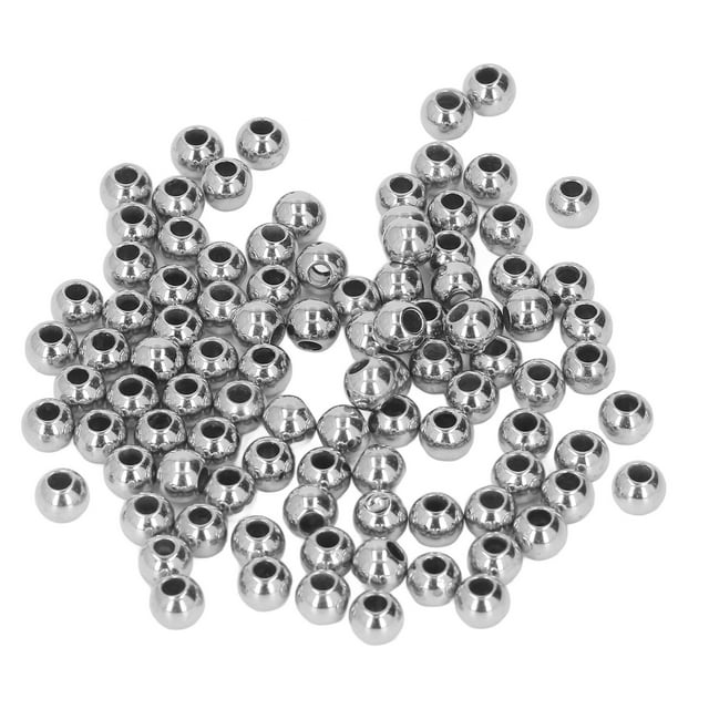 Perles à Grand Trou, Perles Rondes Manuelles pour Bracelet pour Pendentif pour Collier Or, Argent, Gris