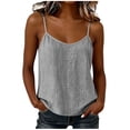 thumbnail image 2 of VBVC Women's Cotton-Linen V Neck Spaghetti Strap Camisole , Ladies' Striped Sleeveless Tank Top , Summer Office Layering Shirt For Women,Black,S-2XL, 2 of 8