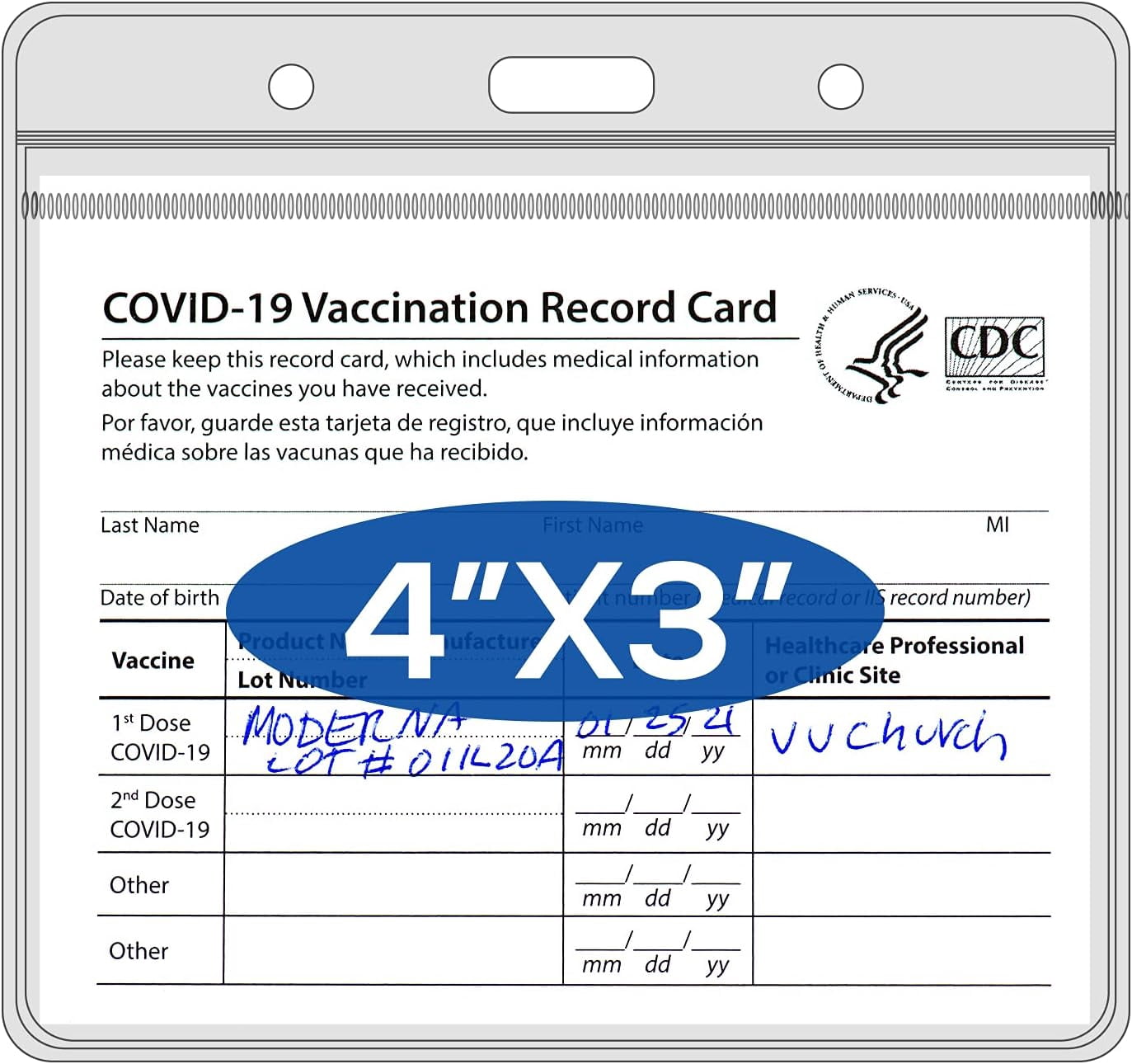 Wudida Protector Tarjeta Vacunación CDC 4 X 3 Pulgadas, Soporte Para
