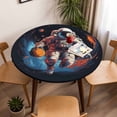 thumbnail image 5 of Basketball Astronaut Elastic Fitted Round Table Cover Planet Rock Runner Waterproof Outdoor Tablecloth for Holiday Party, Picnic, Patio & Dining Fits Tables Up to 45"-54", 5 of 8