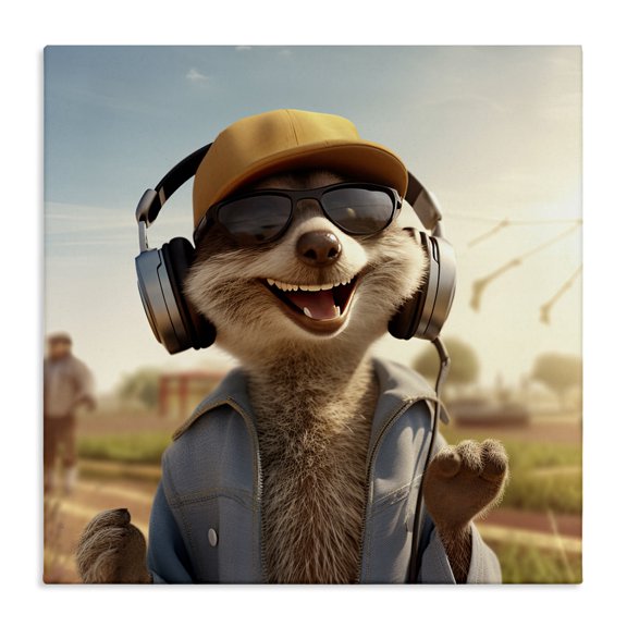 Stupell Industries Bohemian Happy Fox with Headphones Canvas Art, 17 x 17, by Jim Baldwin