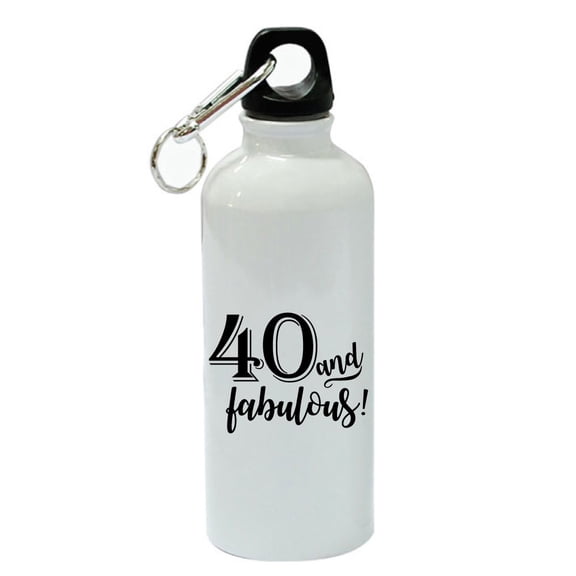 40 And Fabulous White Aluminum Sports 20 oz Water Bottle