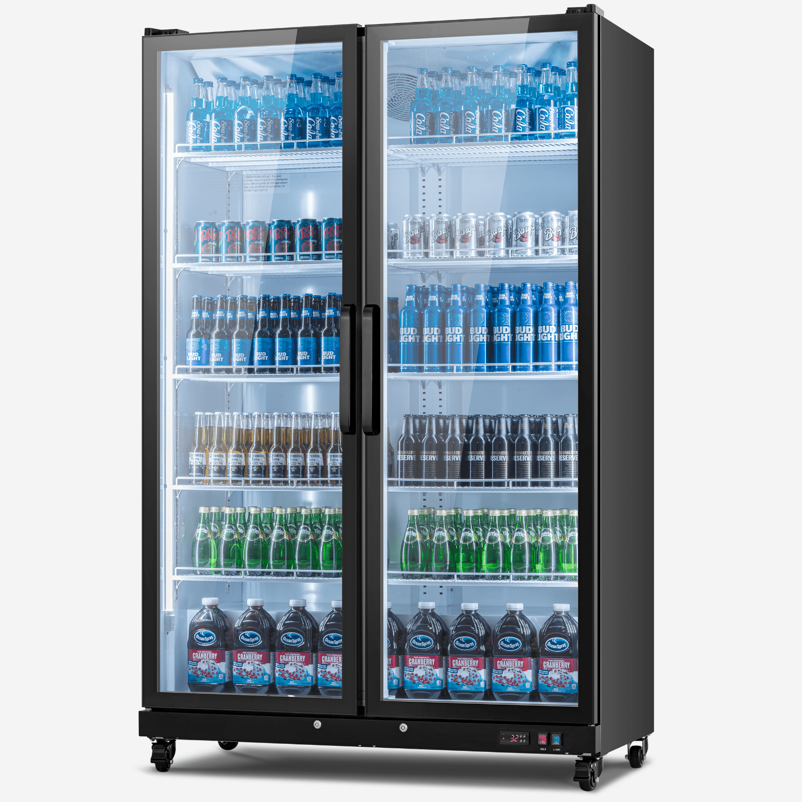 Yeego 37.79 Cu.  Ft Commercial Refrigerator,1100 Cans Merchandiser Refrigerator with LED Light & Door Lock