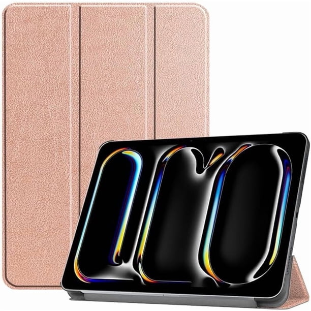 Funda Protectora de Cuero PU para iPad Pro 11" M4 2024 (5.ª Gen) con Soporte Magnético, Oro Rosa