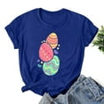 thumbnail image 2 of Easter Short Sleeve Round Neck Shirts Women Casual Cute Print Tee Summer Lightweight Pullover Tops (S, A Blue), 2 of 3