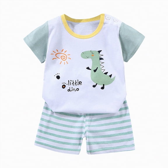 TOWED22 Toddler Kid Boy Summer Clothes 2pcs Dinosaur Truck Short Sleeve Top Shirt Casual Shorts Outfits(White,3-4 Y)