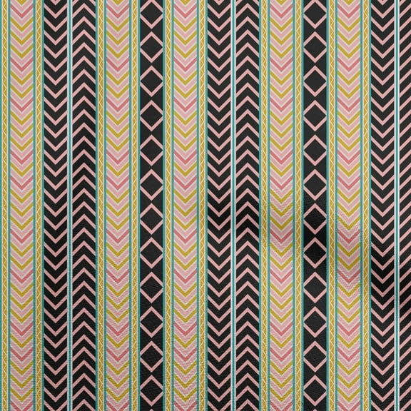 oneOone Polyester Spandex Black Fabric Geometric Sewing Fabric By The Yard Printed Diy Clothing Sewing Supplies 56 Inch Wide