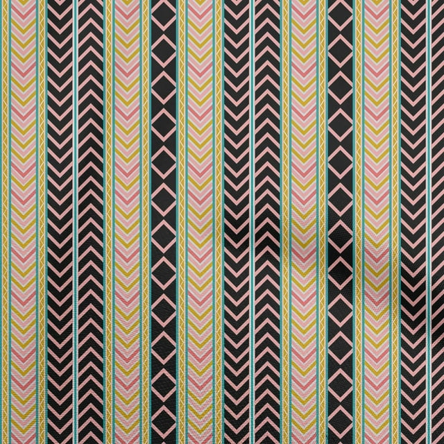 oneOone Cotton Flex Black Fabric Geometric Sewing Craft Projects Fabric Prints By Yard 40 Inch Wide
