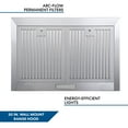 thumbnail image 4 of Range Hood 30 inch 350 CFM Wall Mount Stainless Steel Stove Cook Vent Hood Tiesay Range Hood, Range Hoods 30 inch Stainless Steel, 450 CFM Kitchen Hood with LED Light Baffle Filters, 3 Speed Exhaust, 4 of 10