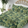 thumbnail image 3 of Ambesonne Palm Leaves Fitted & Flat Sheet with Shams 4 Pcs Set, Tropical Greenery Print, Calking, Emerald Apple Green, 3 of 5