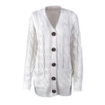 thumbnail image 3 of Women's Long Sleeve Twist Cable Knit Sweater ALS Supplies Open Front Cardigan Coat Button Loose Outerwear with Pockets, 3 of 7