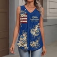 thumbnail image 5 of Iaqnaocc 250 Anniversary Usa Shirt Tank Tops for Women Sleeveless Summer Casual Loose V Neck Pleated Tank Tops Independence Day American Flag Floral Print Festival Outfits Navy L, 5 of 6