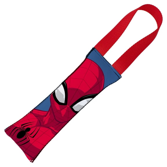 Dog Tug Toy Spider Man Pose Round Spider Icon Close Up Blue Red