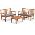thumbnail image 2 of Costway 4 PCS Outdoor Furniture Set with Soft Seat Cushions Stable Acacia Wood Frame Grey, 2 of 9