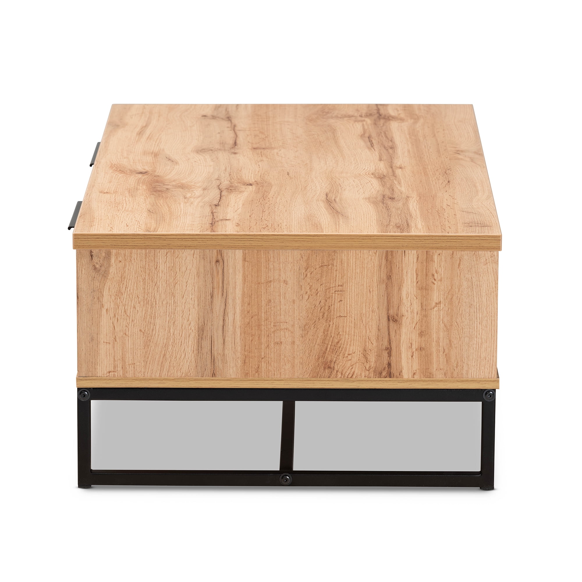 Baxton Studio Franklin Contemporary MDF Coffee Table, Oak Brown/Black