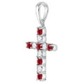 thumbnail image 2 of Mia Diamonds 10kt White Gold Womens Round Lab-Created Ruby Faith Cross Pendant 3/8 Cttw, 2 of 2