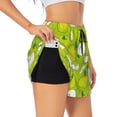 thumbnail image 3 of Lsque Green Apple Printed Women's Running Shorts with Liner Pockets,Elastic Quick Dry Workout Athletic Gym Yoga Shorts,Womens High Waist Shorts-XX-Large, 3 of 9