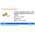 thumbnail image 2 of Oil Filter - Compatible with 2018 - 2023 Land Rover Range Rover Evoque 2.0L 4-Cylinder 2019 2020 2021 2022, 2 of 2