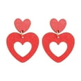 thumbnail image 2 of Valentine's Day Wooden Earrings - Heart Shaped Hollow Out Dangle Earrings for Women Lightweight Red Jewelry 5.5x3.5cm 1 Pair, 2 of 6