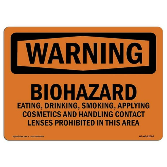 SignMission OS-WS-A-1218-L-12502 12 x 18 in. OSHA Warning Sign - Biohazard with Symbol