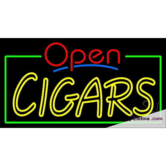 Real Led Neon Light Sign Red Open Double Stroke Cigars Led Handmade Led Tube For Man Cave Wall Decor
