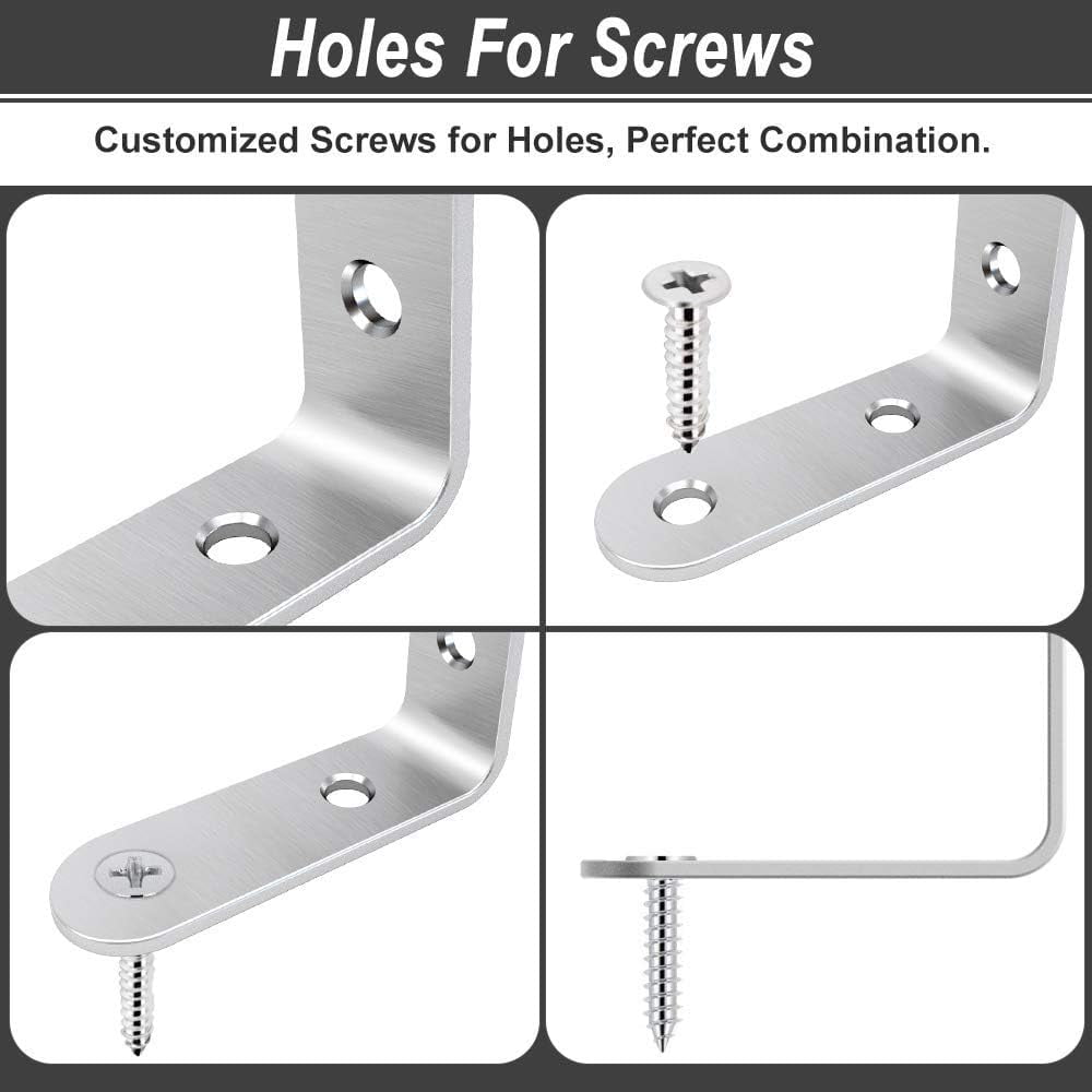 LuckIn 40 Pack 2" x 2" Heavy Duty Corner Braces, Industrial-Grade Stainless Steel L Brackets with Screws for Ultimate Wood & Shelf Support