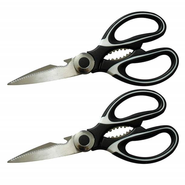 Multifunction Kitchen Scissors 2-Piece Set, Heavy Duty Food Shears for  Chicken Meat Vegetable Fish Herb Poultry Stainless Steel Cooking Scissors  with Comfortable Handle Scissors Set (Black) 