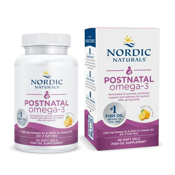 Nordic Naturals Postnatal Omega-3 Softgels, 1120 Mg, Positive Mood, 60 Ct
