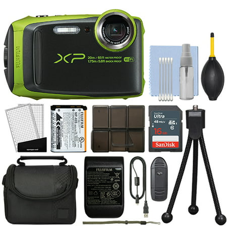 Fujifilm FinePix XP120 16.4MP Digital Camera Lime Full-HD + 16GB Kit -
