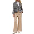 thumbnail image 2 of Blazers de tweed a cuadros para mujer INSPIRE CHIC con solapa de muesca, chaquetas de oficina de manga larga de moda 2025 en negro, 2 of 5