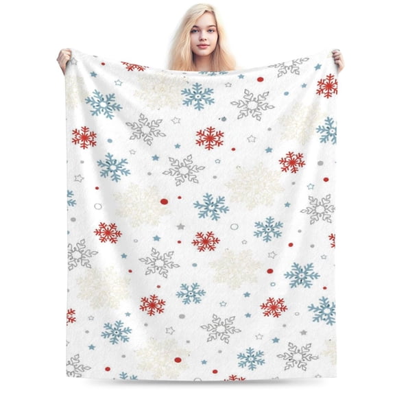Christmas Throw Blanket Snowflake Couch Blanket Super Soft Flannel Throw Blanket Winter Plush Fuzzy Warm Bed Blanket Christmas Holiday Decor for Couch Bed 50x40