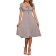 thumbnail image 1 of Vestido de mujer con fruncido, escote cuadrado, dobladillo con volantes y estampado floral XL en púrpura polvo, 1 of 6