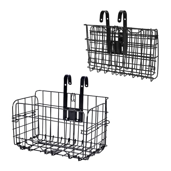 dykaae Front Bike Baskets, Folding Bicycle Wire Basket for Mountain Bike Front Handlebar or Rear Cargo Rack