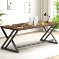 Rustic Large Computer Desk Industrial Extra Long Office Desk Wood Pc