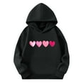 thumbnail image 2 of Eltusu Girls Valentines Hoodies, Loose Fit Long Sleeve Heart Graphic Comfort Pullover Sweatshirts Black Size 11-12 T, 2 of 4