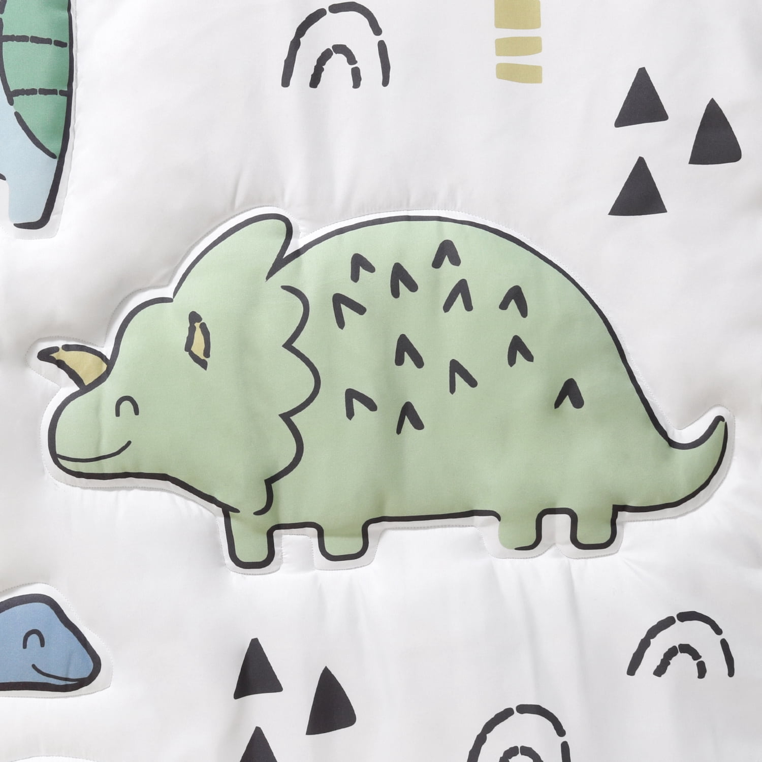 The Peanutshell Blue Dino 5 Piece Crib Bedding Set for Baby Boys, Nursery Set with Blanket