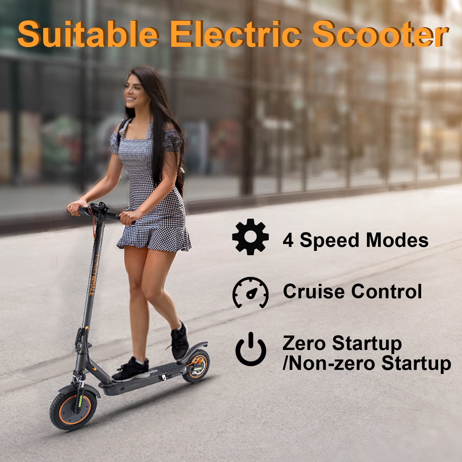 HONEYWHALE M2MAX-B Electric Scooter for Adults with Seat, Max 25 mile Range and 20 Mph Speed, 10" Pneumatic Tires, 500W Foldable E-scooter