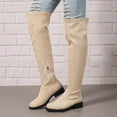 thumbnail image 4 of Mepaouo Women's Over The Knee Thigh High Boots Suede Chunky Block Heel Stretch Riding Long Boots, 4 of 6