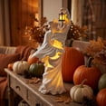 thumbnail image 4 of Halloween Ghost Lantern Resin Outdoor Yard Decoration with Warm LED Light, Waterproof Spooky Porch Tabletop Ornament for Front Door Garden Party, Eerie Holiday Seasonal Display Gift for Adults, 4 of 7