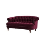 3 Piece La Rosa Chesterfield Tufted Velvet Sofa Set in Burgundy Red