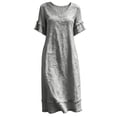 thumbnail image 4 of Admvng Womens Casual Dress Short Sleeve Pockets V Neck Flowy Summer Linen Dress, 4 of 9