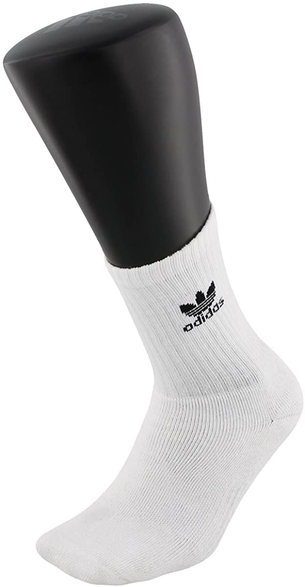 Adidas Trefoil Cushioned Crew Boys Socks, Black/White, 6 Pairs