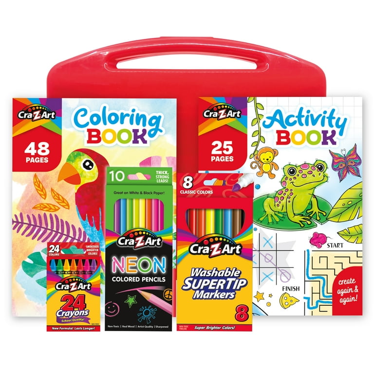 Artworx Kids Coloring Set - 122 Assorted Art Pieces & Carry Case -  Coloring K