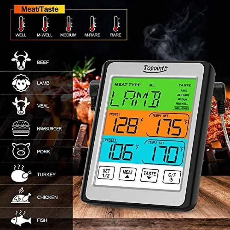 AIMILAR Remote Meat Thermometer for Cooking - Dual Probes Digital Meat Temperature Thermometer Magnetic for Grilling and Smoking with Clip Timer