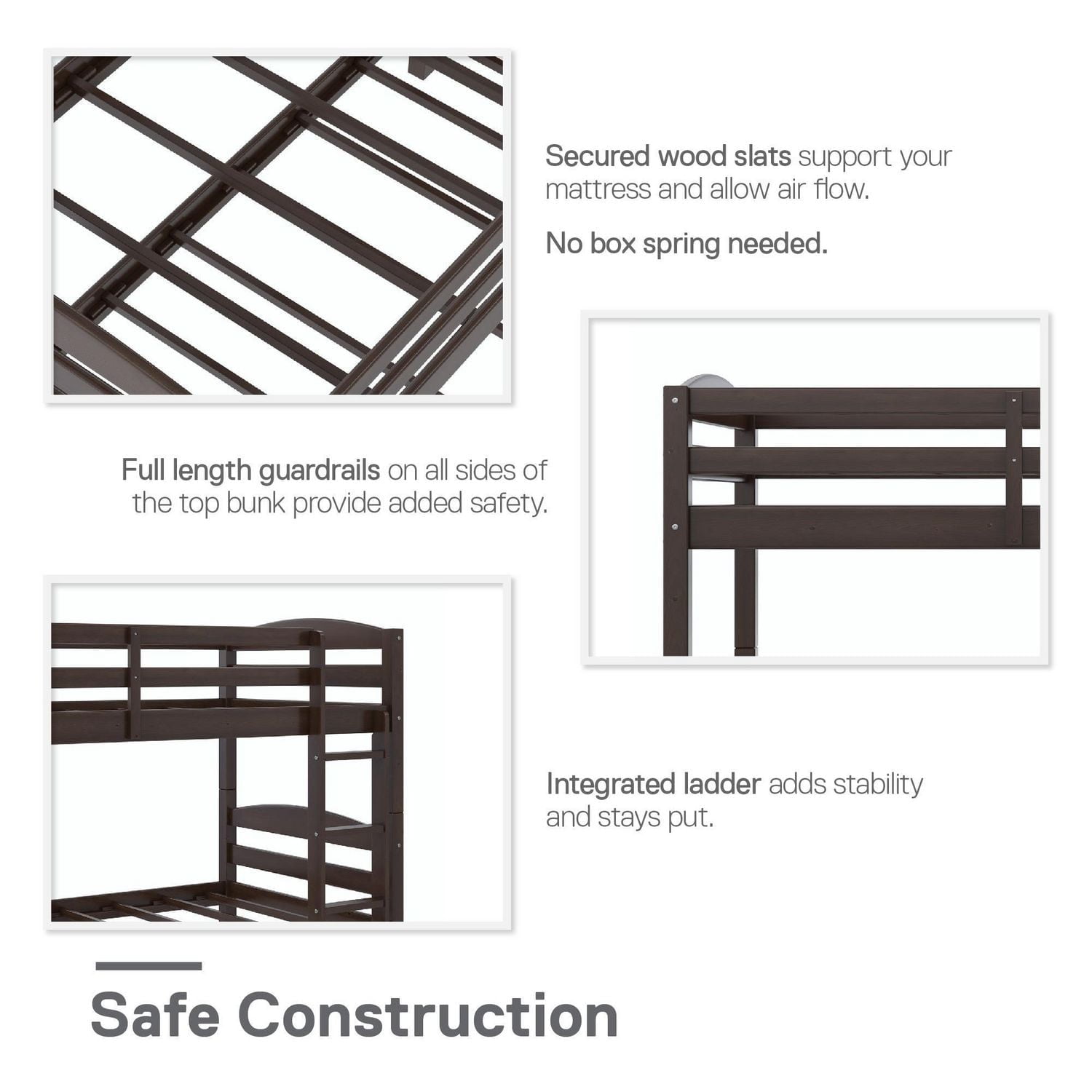Better Homes & Gardens Leighton Wood Twin-Over-Twin Bunk Bed